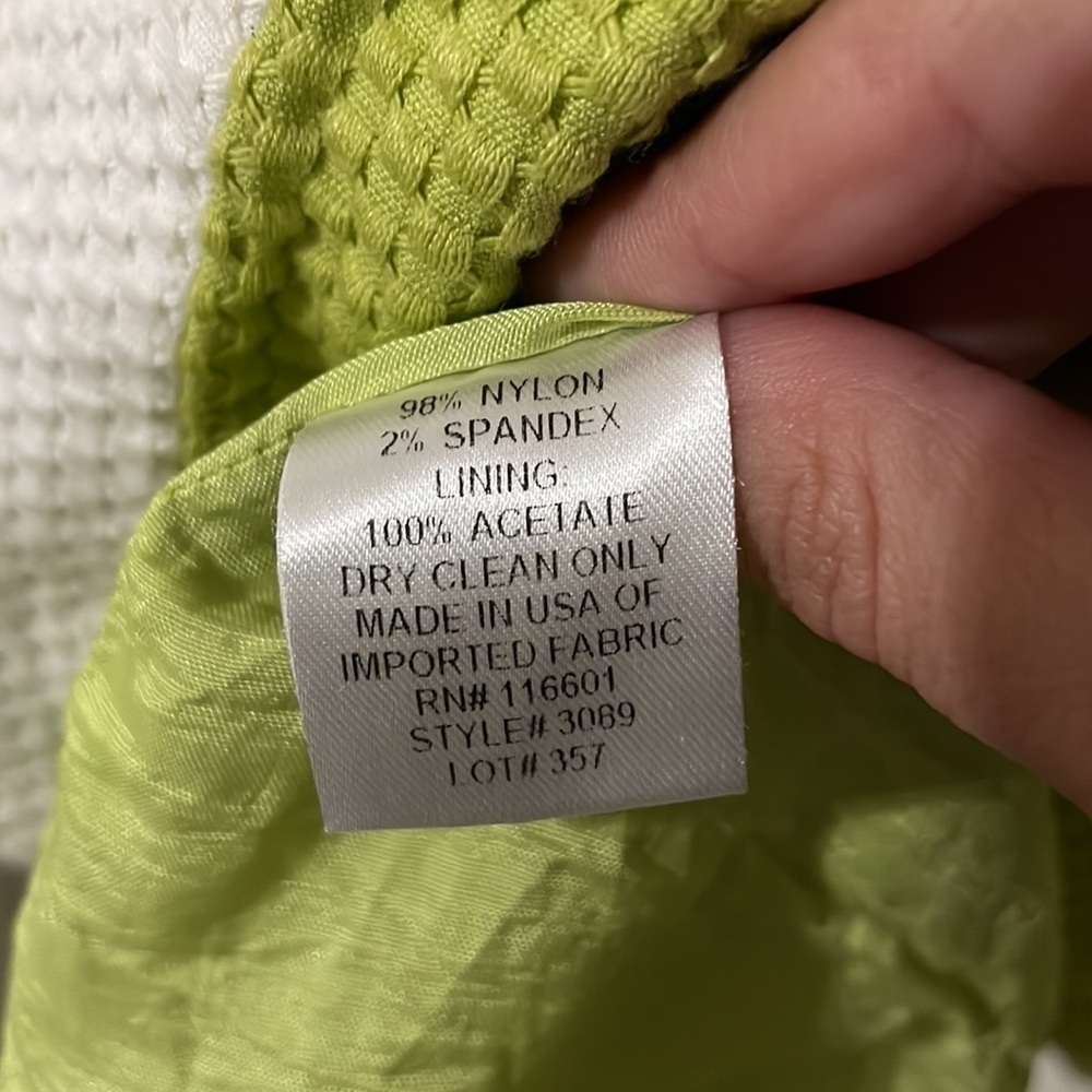 Bigio Collection Green and White Sleeveless Dress Size 8 - Picture 4 of 7